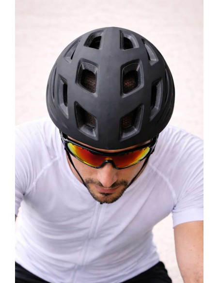 CASCO MAZZI ADULTOS CON LUZ NEGRO MATE